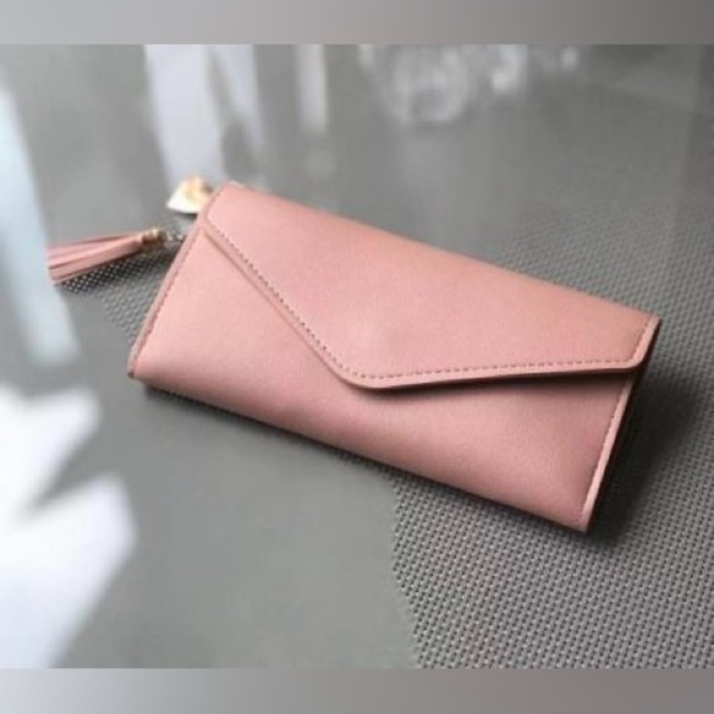 NWT - Vegan Leather Clutch Style Wallet **PINK** 5 Colors Available